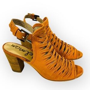 Sam Edelman Holly Sandal Ginger Adjustable Ankle Strap Leather Open Toe Size 8.5